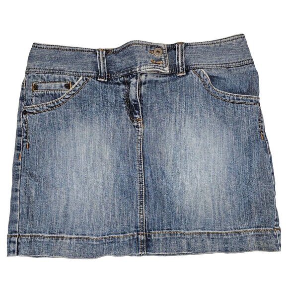 Ann Taylor Loft Skirt size 10 Denim Blue Belt Loops Length 16.5 - Picture 1 of 3